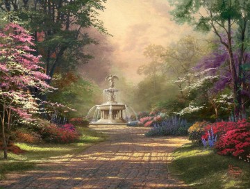 blessing christ Painting - Fountain of Blessings Thomas Kinkade